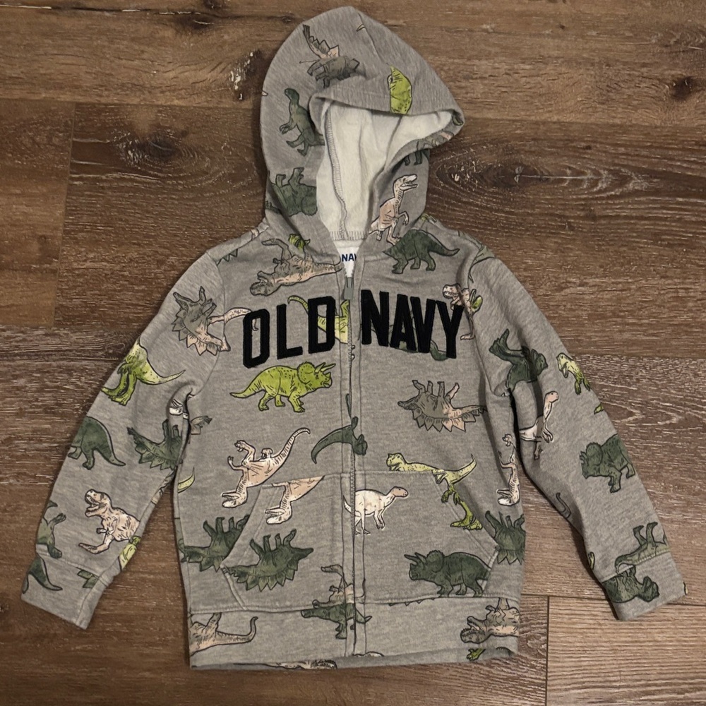 Old Navy Kids Hoodie with Dinosaur Print - Gray and Green